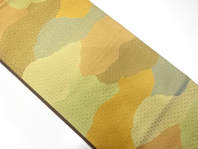 アンティーク　織悦製　霞に七宝繋ぎ模様織り出し全通袋帯（材料）